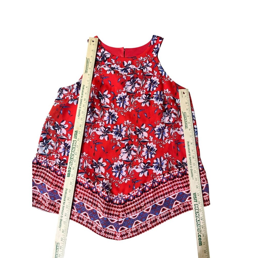 Alyx Floral Sleeveless Blouse Womens L Red Blue Lined Shell Used - Picture 9 of 13
